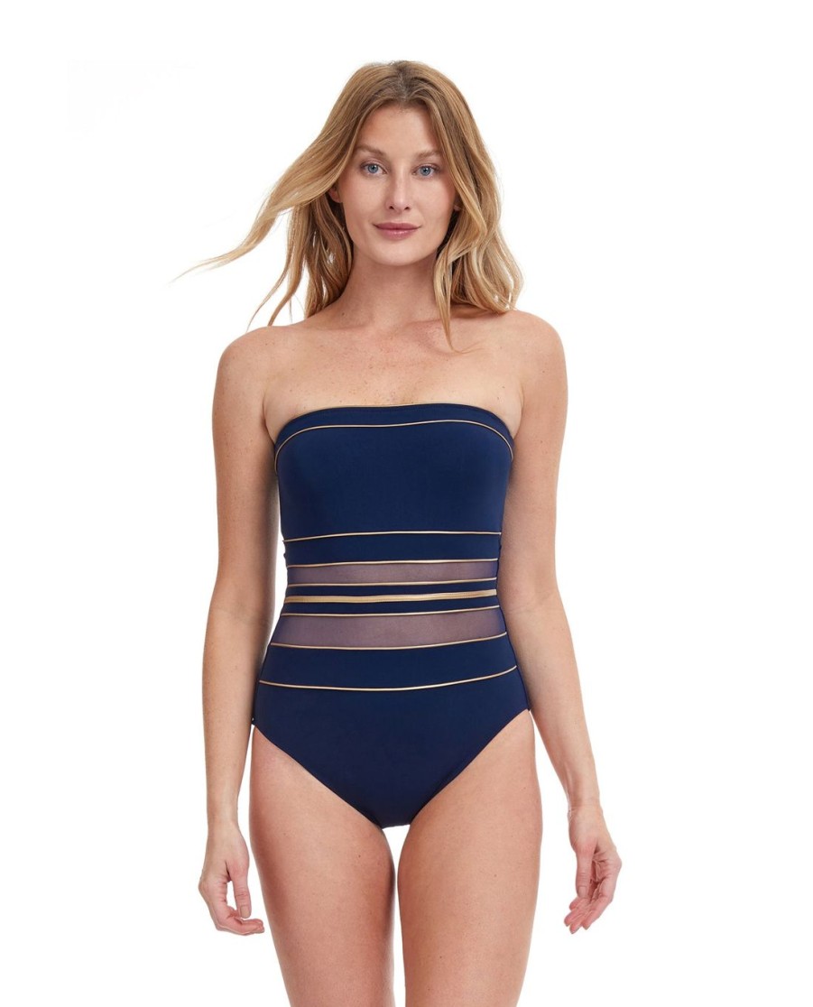 One Pieces Gottex | Gottex Onyx Bandeau Strapless One Piece Swimsuit