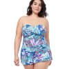 Plus Size Profile by Gottex | Profile By Gottex Tropic Boom Bandeau Strapless Swimdress Profile Tropic Boom Blue