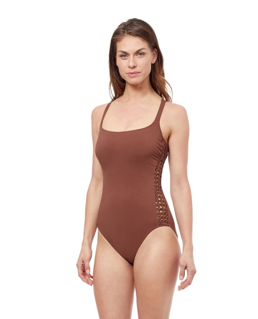 D-G Cup Profile by Gottex | Profile By Gottex Iota D-Cup Square Neck One Piece Swimsuit