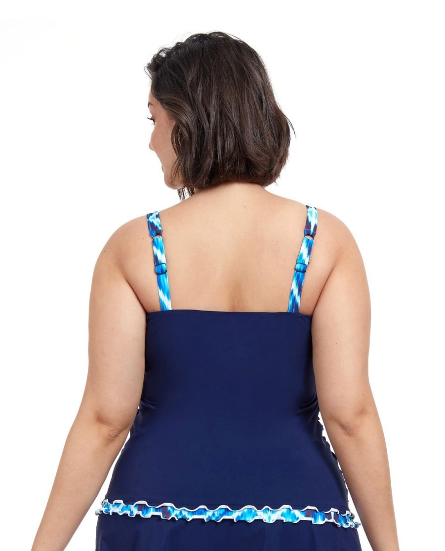 Plus Size Profile by Gottex | Profile By Gottex Ocean Blues Plus Size Shirred Underwire Tankini Top Profile Ocean Blues Navy