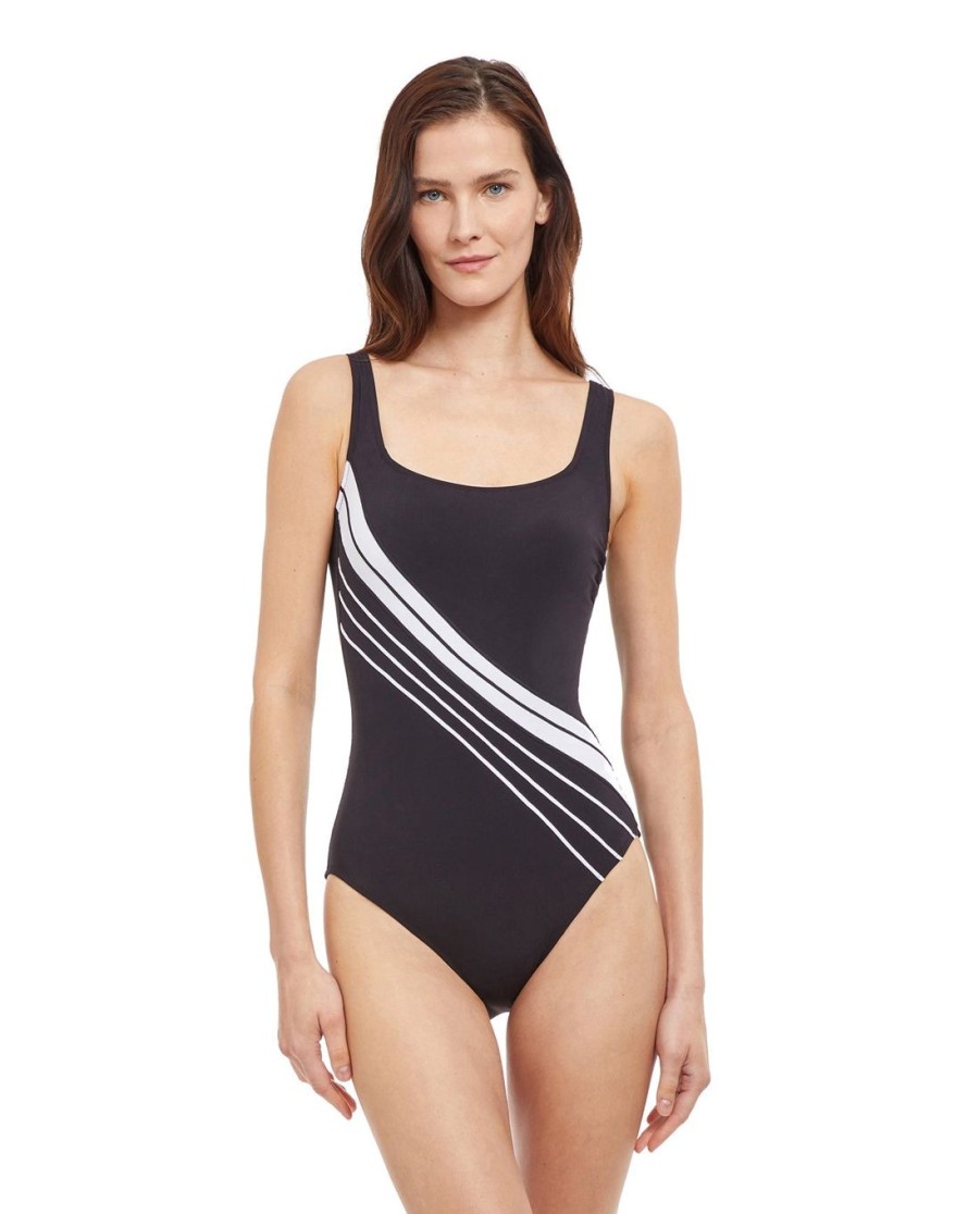 One Pieces Gottex | Gottex Simple Elegance Full Coverage Square Neck One Piece Swimsuit