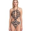 One Pieces Gottex | Gold Chain Plunge Halter Cut Out One Piece Swimsuit Gottex Kenya