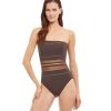 One Pieces Gottex | Gottex Onyx Bandeau Strapless One Piece Swimsuit Gottex Onyx Brown And Gold