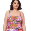 Plus Size Profile by Gottex | Profile By Gottex Tropikaia Plus Size Shirred Underwire Tankini Top Profile Tropikaia