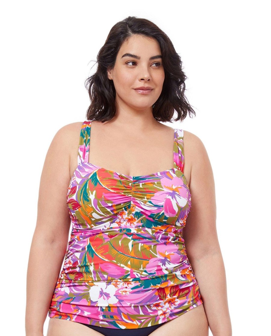 Plus Size Profile by Gottex | Profile By Gottex Tropikaia Plus Size Shirred Underwire Tankini Top Profile Tropikaia