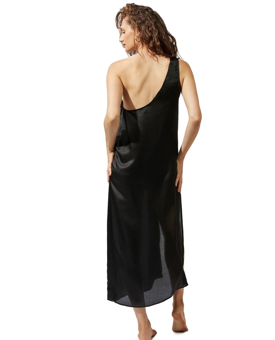 Cover Ups Gottex Luma | Luma One Shoulder Sarong Cover Up Dress Luma Black