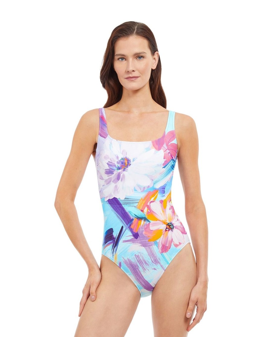 One Pieces Gottex | Full Coverage Square Neck One Piece Swimsuit Gottex La Vie Est Belle