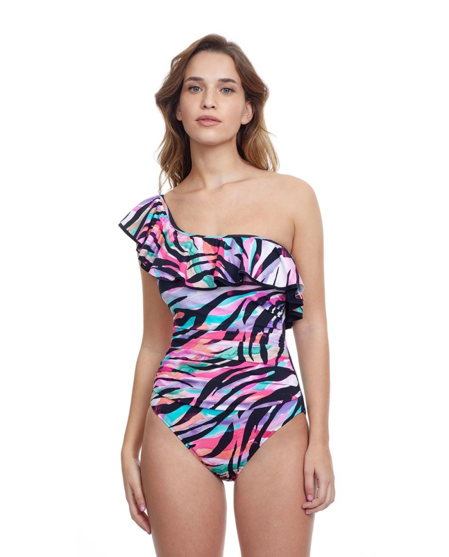 One Pieces Profile by Gottex | Profile By Gottex Wild Parade Ruffle One Shoulder One Piece Swimsuit Profile Wild Parade