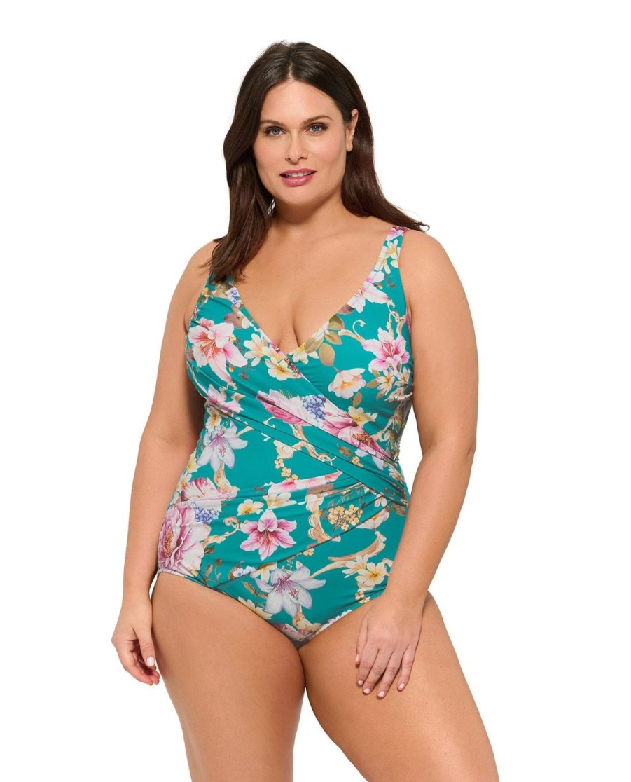 Plus Size Gottex | Gottex Hitachi Plus Size Surplice V-Neck Swimsuit