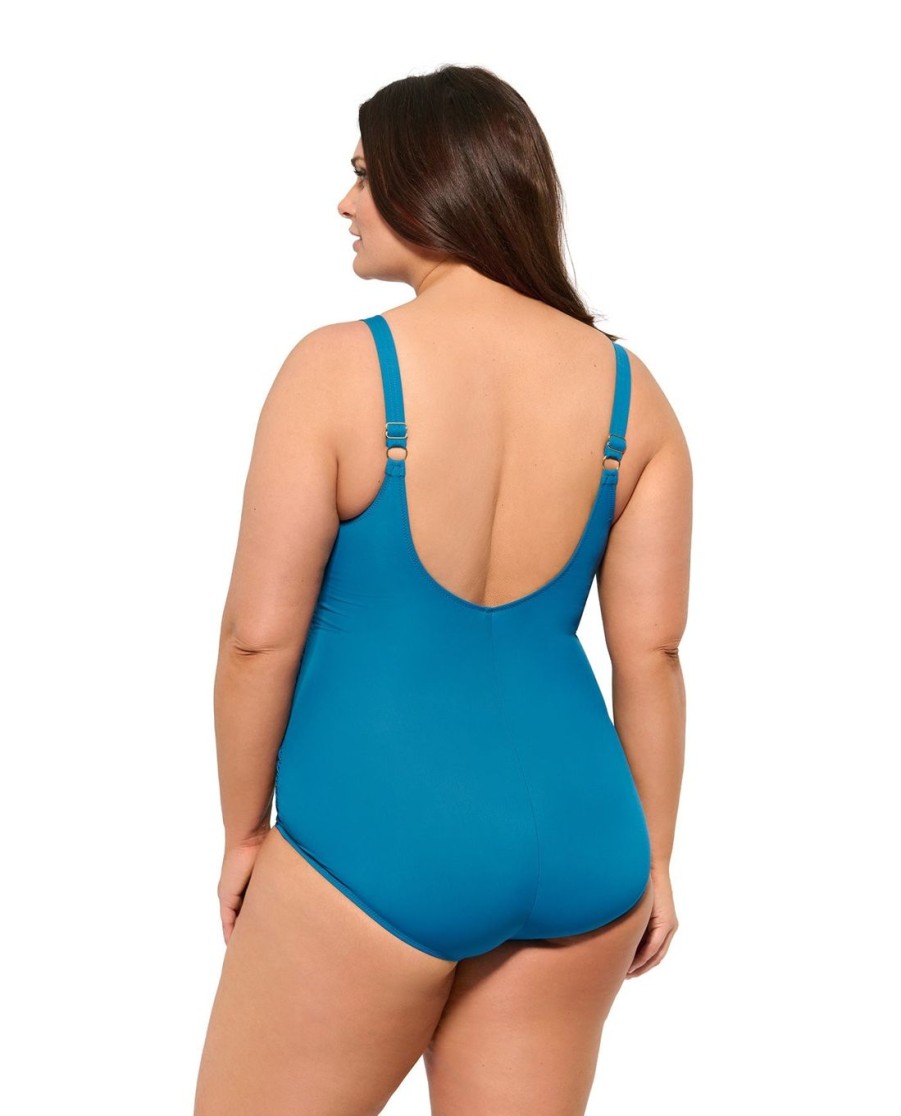 Plus Size Gottex | Plus Size Shaped Square Neck One Piece Swimsuit Gottex Braided Elegance