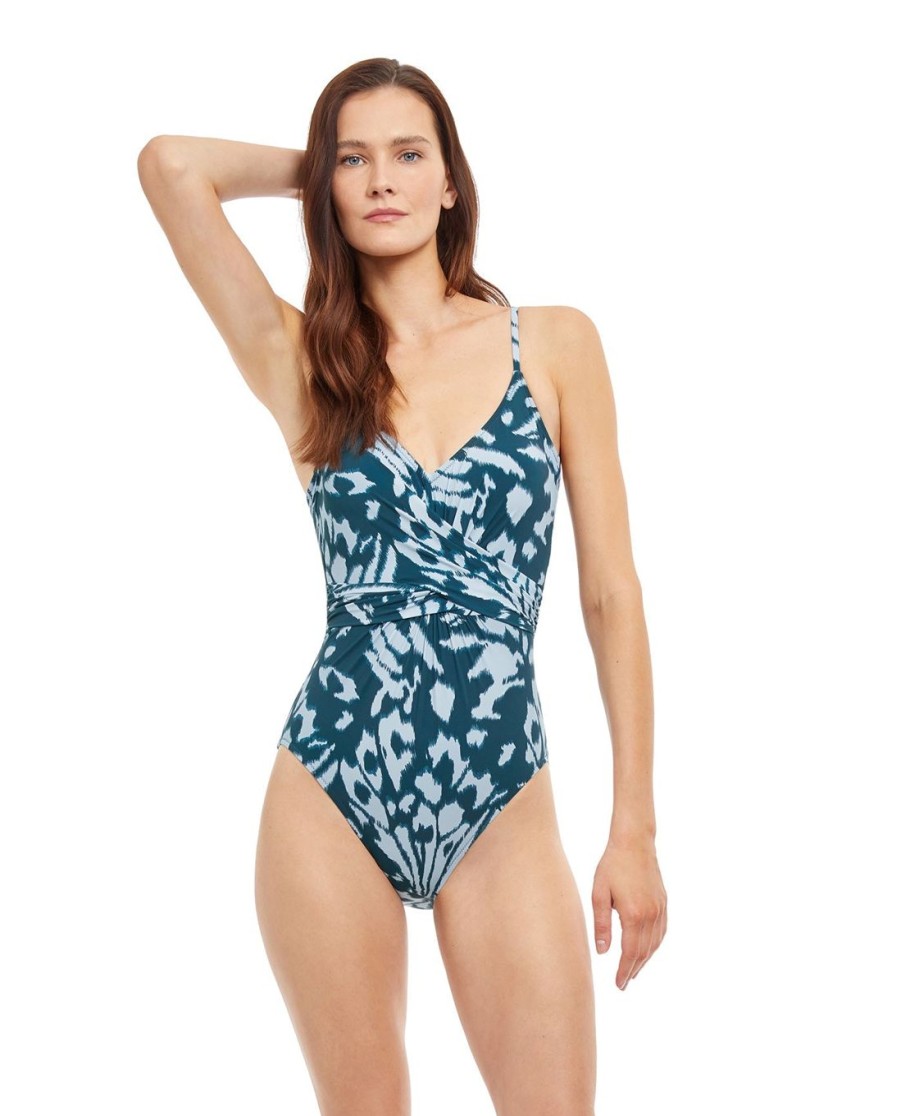 One Pieces Gottex | Gottex Miss Butterfly V-Neck Surplice One Piece Swimsuit