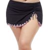 Plus Size Profile by Gottex | Profile By Gottex Pretty Wild Plus Size Side Slit Cinch Swim Skirt Profile Pretty Wild Black