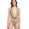 One Pieces Gottex | Gottex White Sands Deep Plunge One Piece Swimsuit Gottex White Sands Sand