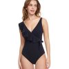 One Pieces Profile by Gottex | Profile By Gottex Tutti Frutti V-Neck Surplice Ruffle One Piece Swimsuit