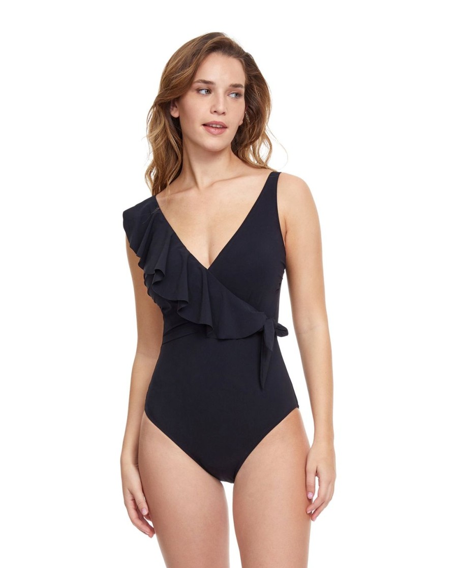 One Pieces Profile by Gottex | Profile By Gottex Tutti Frutti V-Neck Surplice Ruffle One Piece Swimsuit