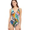 One Pieces Gottex | Full Coverage V-Neck Surplice One Piece Swimsuit Gottex Tribal Art