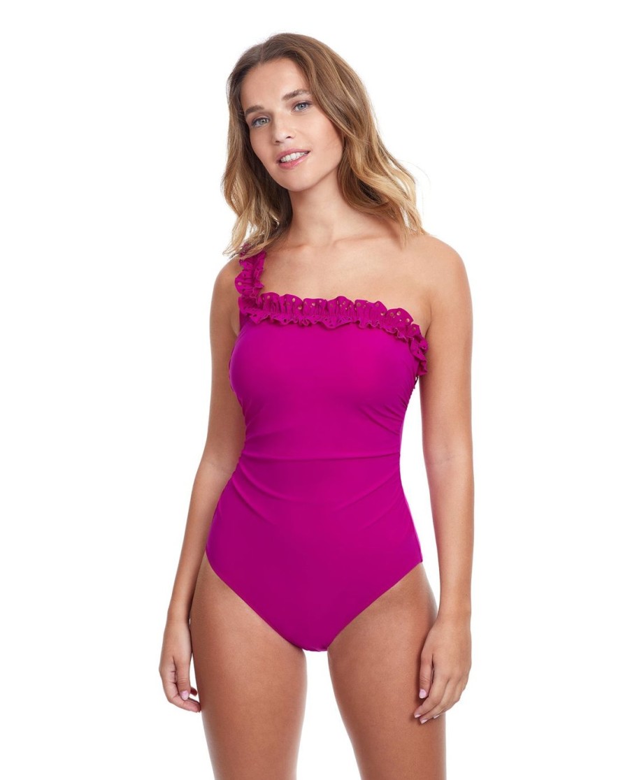 One Pieces Profile by Gottex | Profile By Gottex Hula Dance Ruffle One Shoulder One Piece Swimsuit