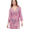 Cover Ups Profile by Gottex | Profile By Gottex Pretty Wild V-Neck Long Sleeve Mesh Tunic Cover Up Profile Pretty Wild Pink