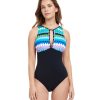 One Pieces Profile by Gottex | Profile By Gottex Moroccan Escape High Neck Cut Out One Piece Swimsuit Profile Moroccan Escape Blue