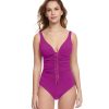 D-G Cup Profile by Gottex | Profile By Gottex The Twist D-Cup V-Neck Shirred One Piece Swimsuit