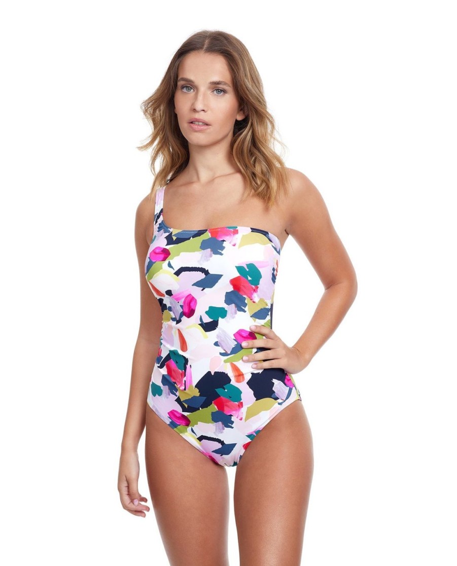 One Pieces Profile by Gottex | Profile By Gottex Canvas Ruffle One Shoulder One Piece Swimsuit Profile Canvas