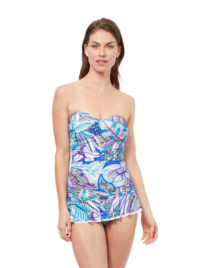 One Pieces Profile by Gottex | Profile By Gottex Tropic Boom Bandeau Strapless Shirred Swimdress