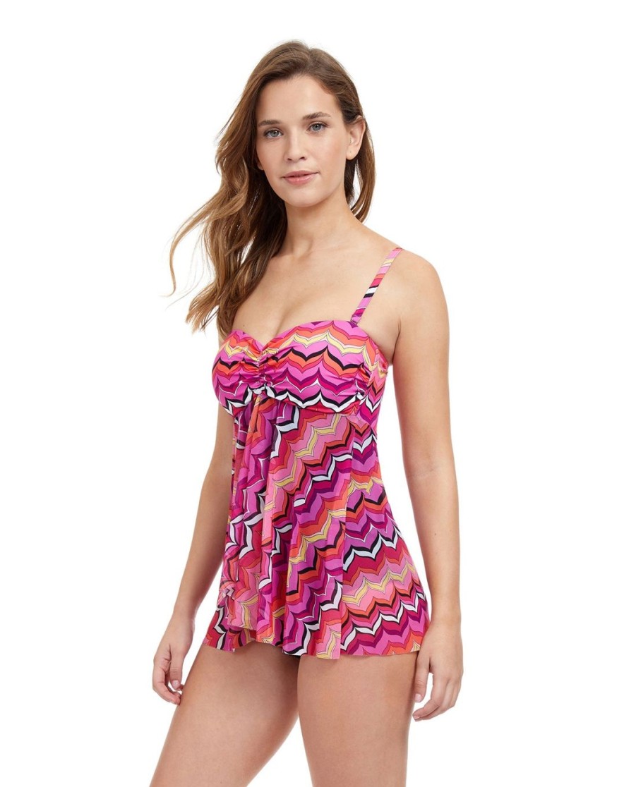 One Pieces Profile by Gottex | Profile By Gottex Palm Springs Bandeau Strapless Flyaway One Piece Swimsuit Profile Palm Springs Pink