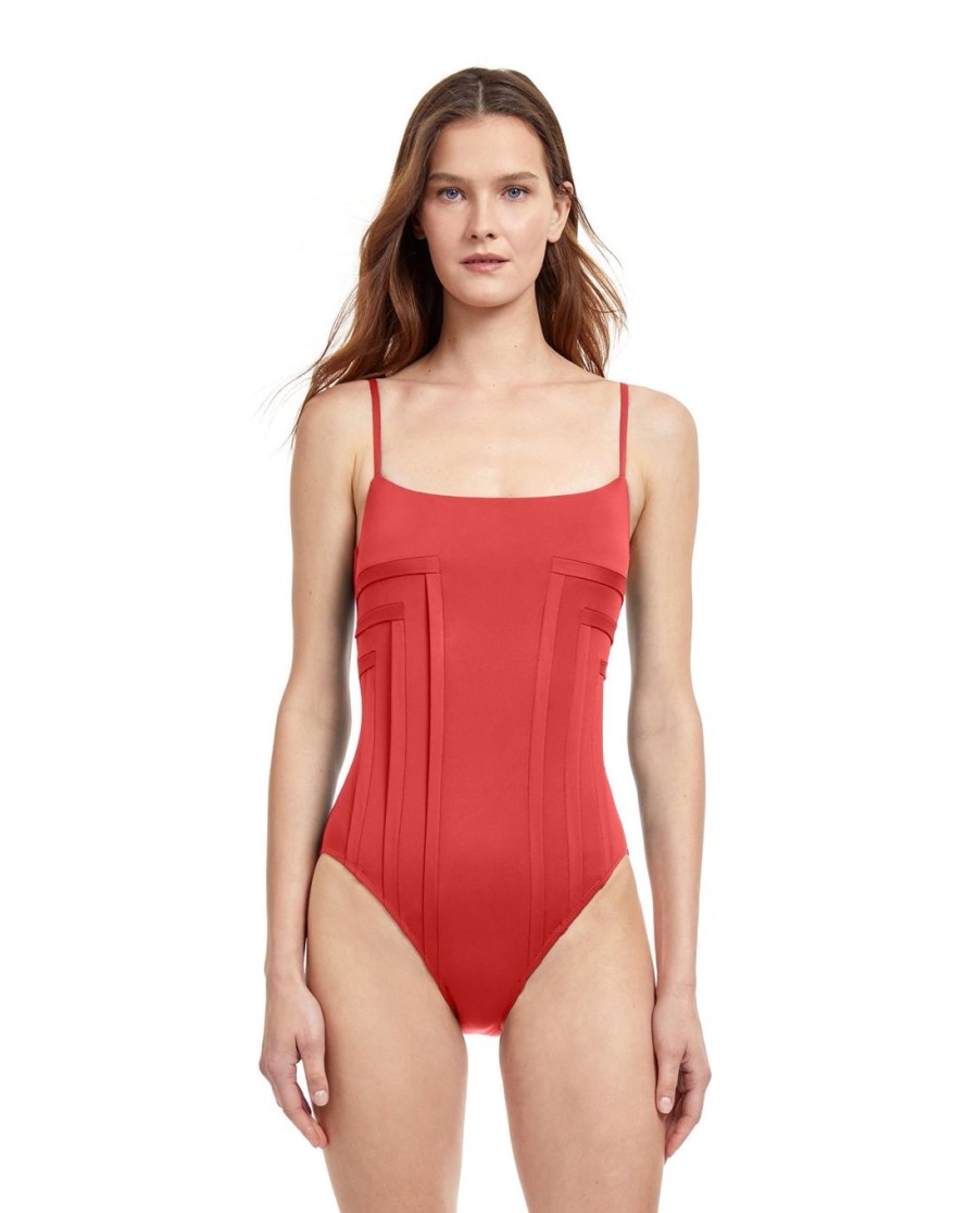 One Pieces Gottex | Gottex Paloma Shaped Square Neck One Piece Swimsuit