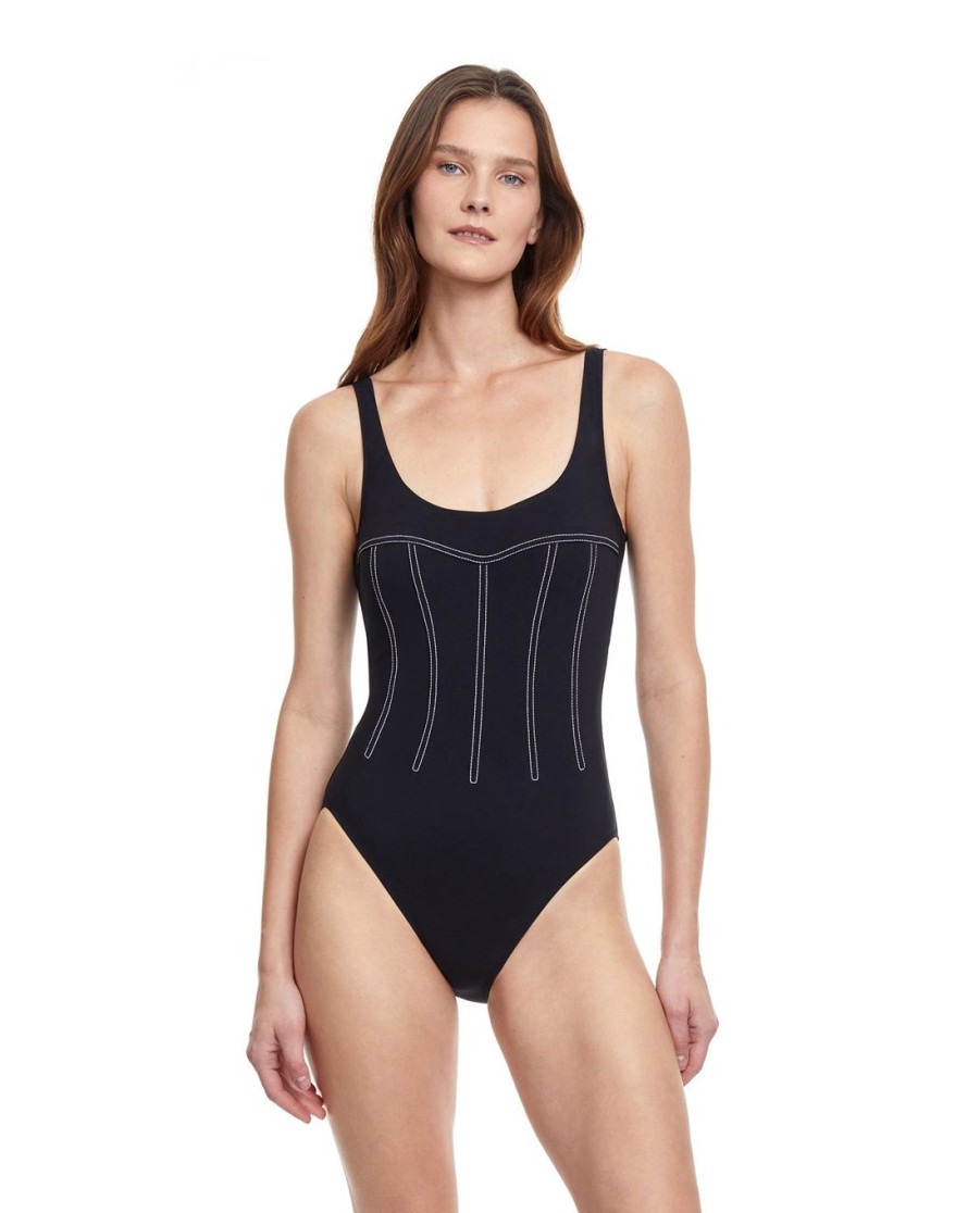 One Pieces Gottex | Gottex Splendid Full Coverage Square Neck One Piece Swimsuit