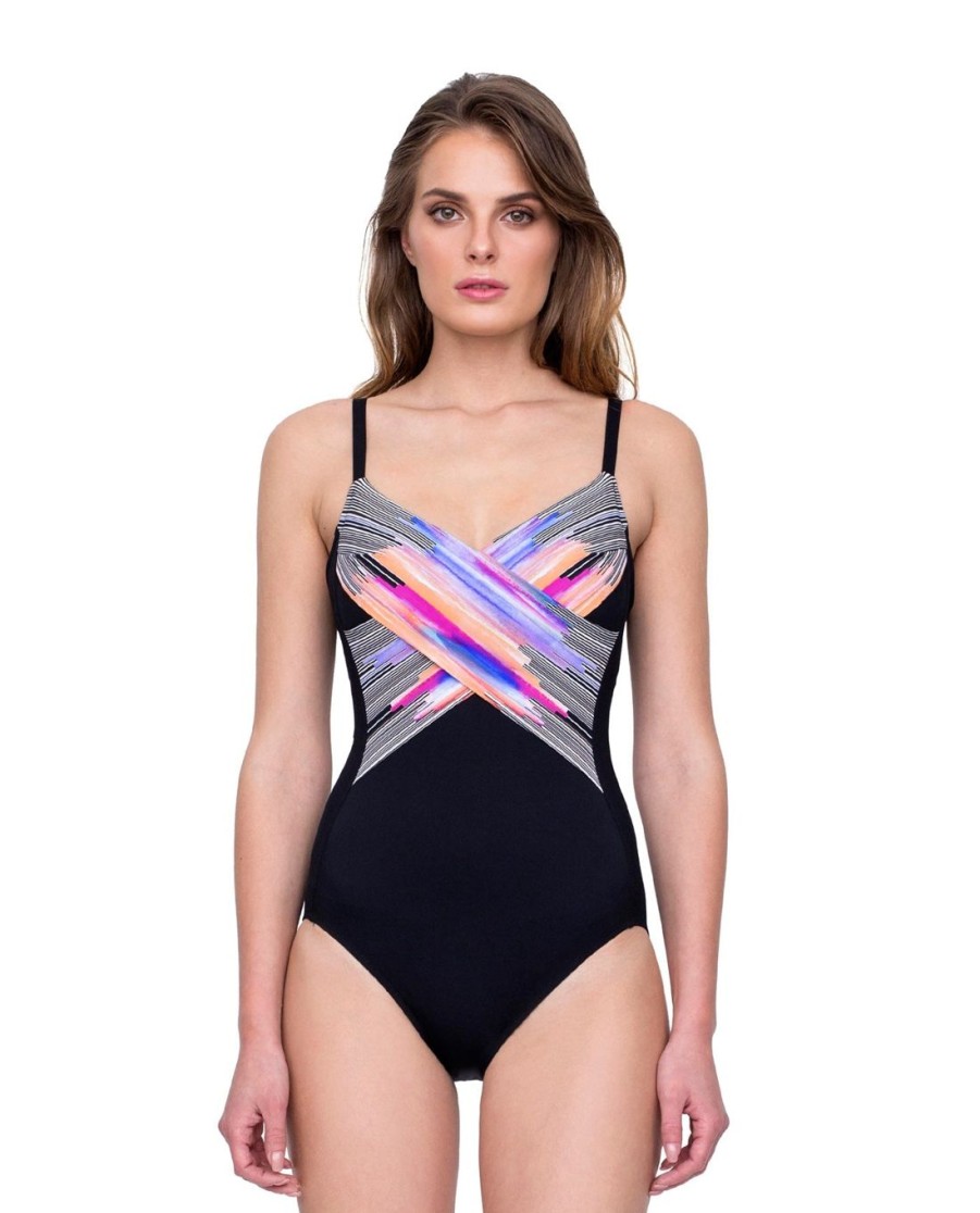 One Pieces Gottex | V-Neck Cross Over Surplice One Piece Swimsuit Gottex Utopia