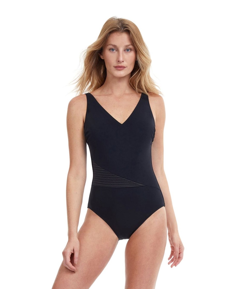 One Pieces Gottex | V-Neck One Piece Swimsuit Gottex Chic Elegance