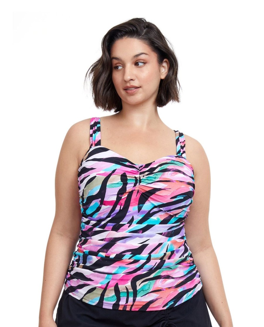 Plus Size Profile by Gottex | Profile By Gottex Wild Parade Plus Size Shirred Underwire Tankini Top Profile Wild Parade