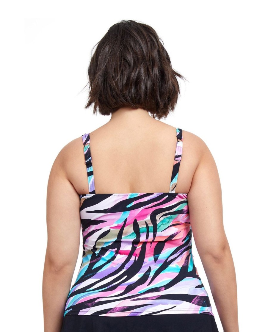 Plus Size Profile by Gottex | Profile By Gottex Wild Parade Plus Size Shirred Underwire Tankini Top Profile Wild Parade