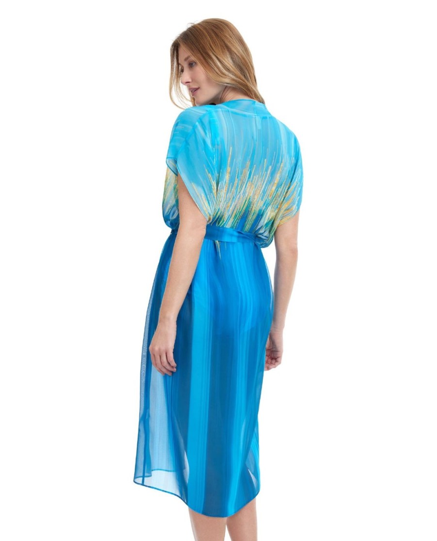 Cover Ups Gottex | Gottex Moroccan Sky Belted Kimono Cover Up Gottex Moroccan Sky Blue