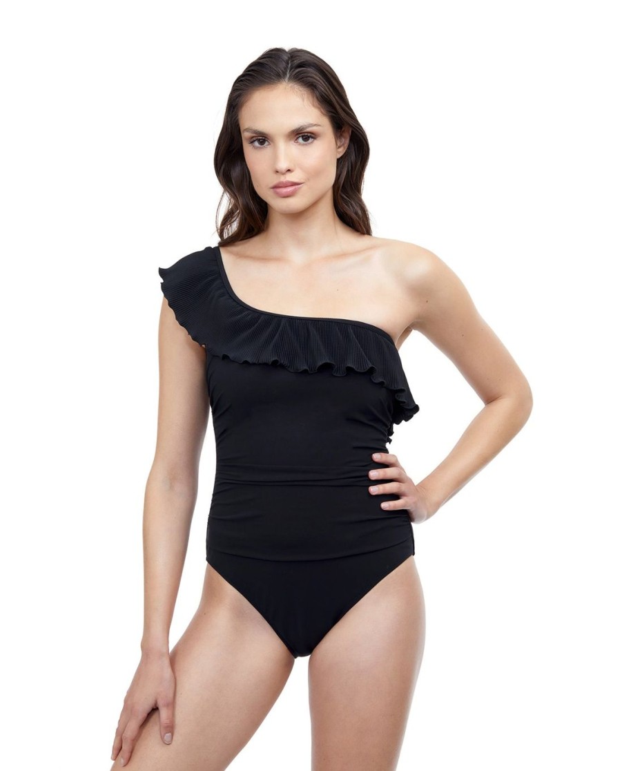 One Pieces Profile by Gottex | Profile By Gottex Pleat It Ruffle One Shoulder One Piece Swimsuit