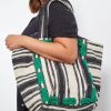 Accessories Gottex Accessories | Gottex Pom Pom Striped Cotton Bag Gottex Green Pom Pom