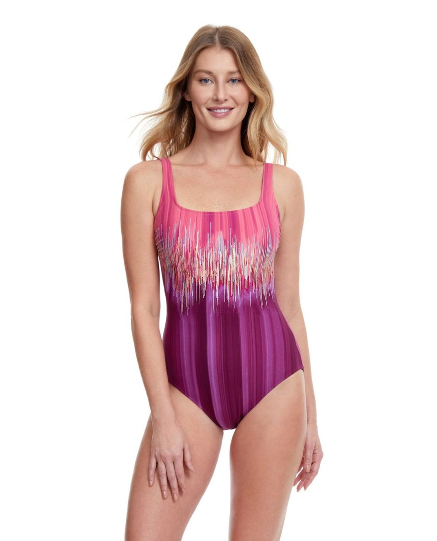 One Pieces Gottex | Gottex Moroccan Sky Full Coverage Square Neck One Piece Swimsuit