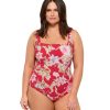 Plus Size Gottex | Gottex Hitachi Plus Size Square Neck One Piece Swimsuit Gottex Hitachi Red