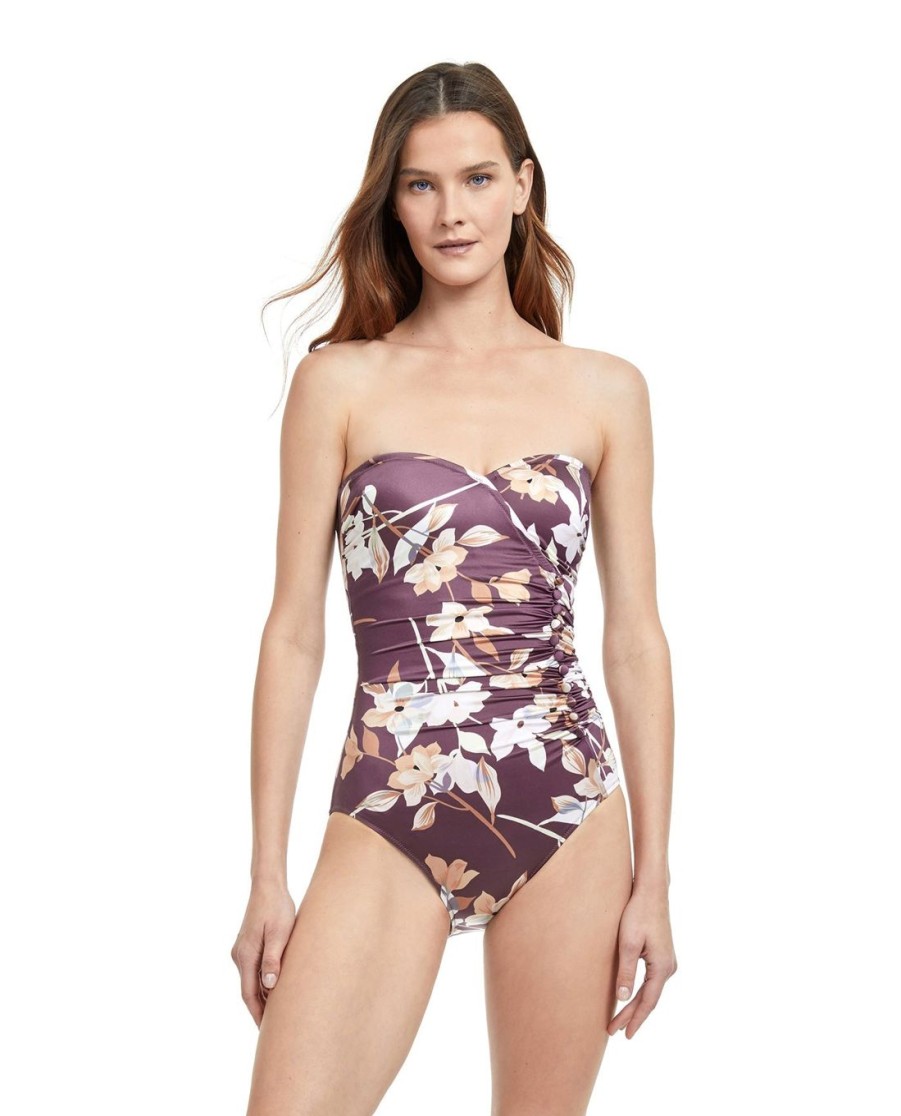 One Pieces Gottex | Gottex Amore Shaped Bandeau One Piece Swimsuit