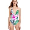 One Pieces Gottex | Deep Plunge Halter One Piece Swimsuit Gottex Bora Bora