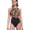 One Pieces Free Sport | Free Sport Upstream High Neck Cutout Crisscross Back One Piece Swimsuit