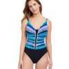 One Pieces Profile by Gottex | Profile By Gottex Moroccan Escape V-Neck One Piece Swimsuit Profile Moroccan Escape Blue