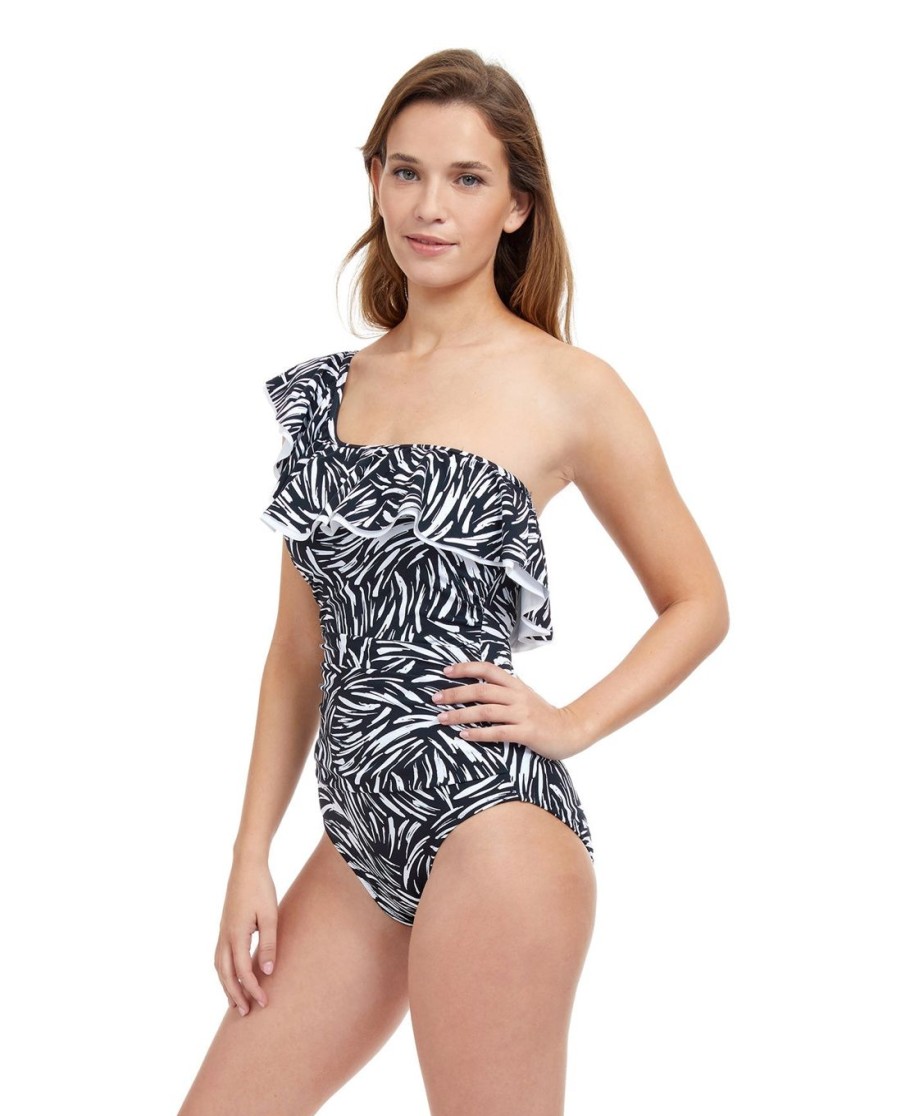 One Pieces Profile by Gottex | Profile By Gottex Black Swan Ruffle One Shoulder One Piece Swimsuit Profile Black Swan