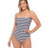 D-G Cup Gottex | Gottex Chic Nautique Dd-Cup Bandeau One Piece Swimsuit Gottex Chic Nautique Navy And White