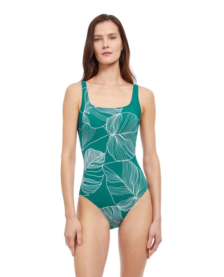 One Pieces Gottex | Gottex Natural Essence Full Coverage Square Neck One Piece Swimsuit