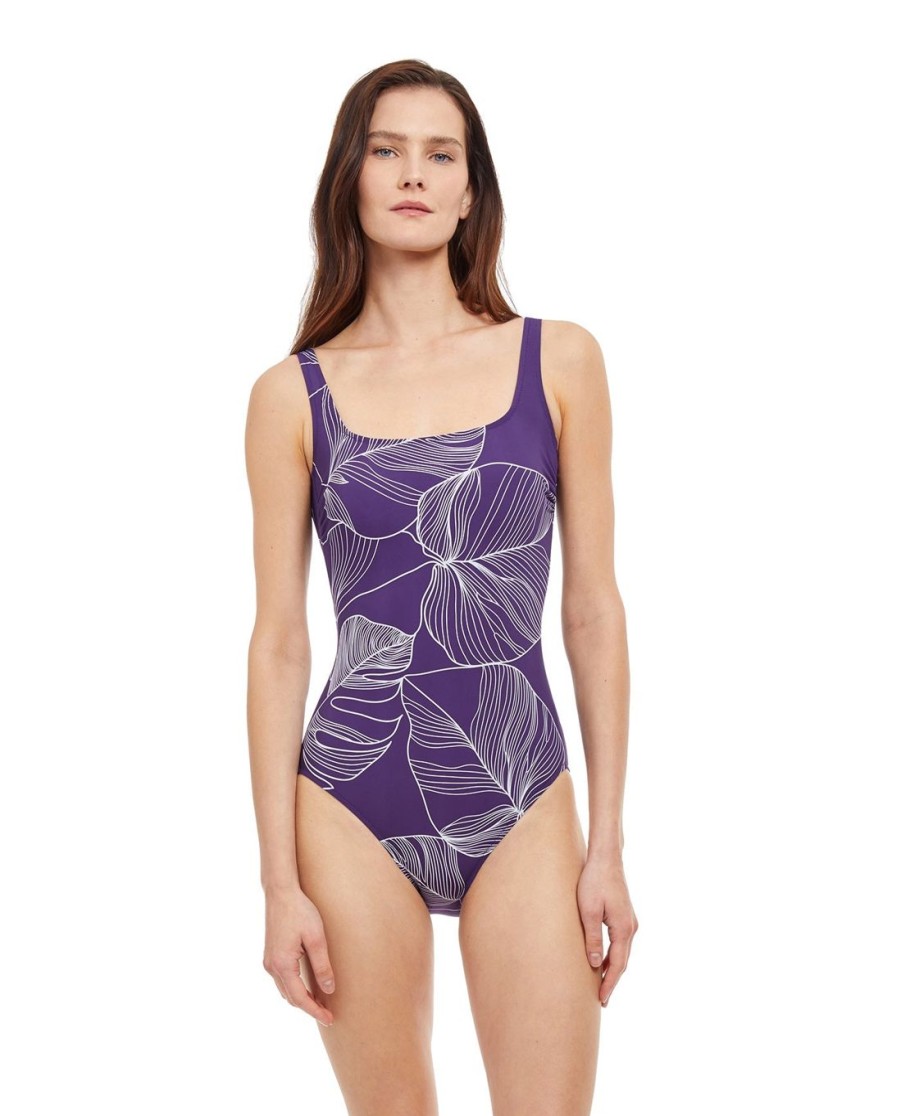 One Pieces Gottex | Gottex Natural Essence Full Coverage Square Neck One Piece Swimsuit