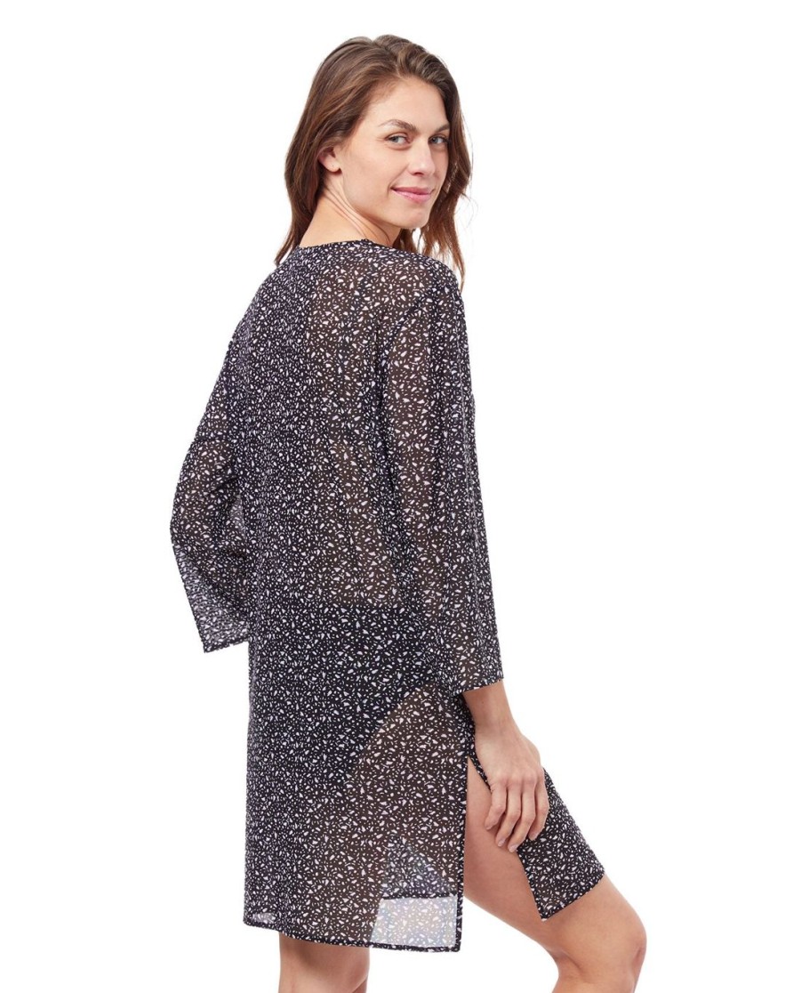 Cover Ups Profile by Gottex | Profile By Gottex Bash V-Neck Long Sleeve Mesh Tunic Cover Up Profile Bash