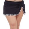 Plus Size Profile by Gottex | Profile By Gottex Enya Plus Size Side Slit Cinch Swim Skirt Profile Enya Black And White