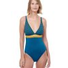 One Pieces Gottex Luma | Luma Stripes Of Light V-Neck Halter One Piece Swimsuit