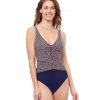 One Pieces Profile by Gottex | Profile By Gottex Let It Be V-Neck Shirred Waist One Piece Swimsuit Profile Let It Be